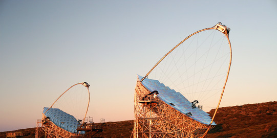 Photo of the MAGIC telescopes on La Palma